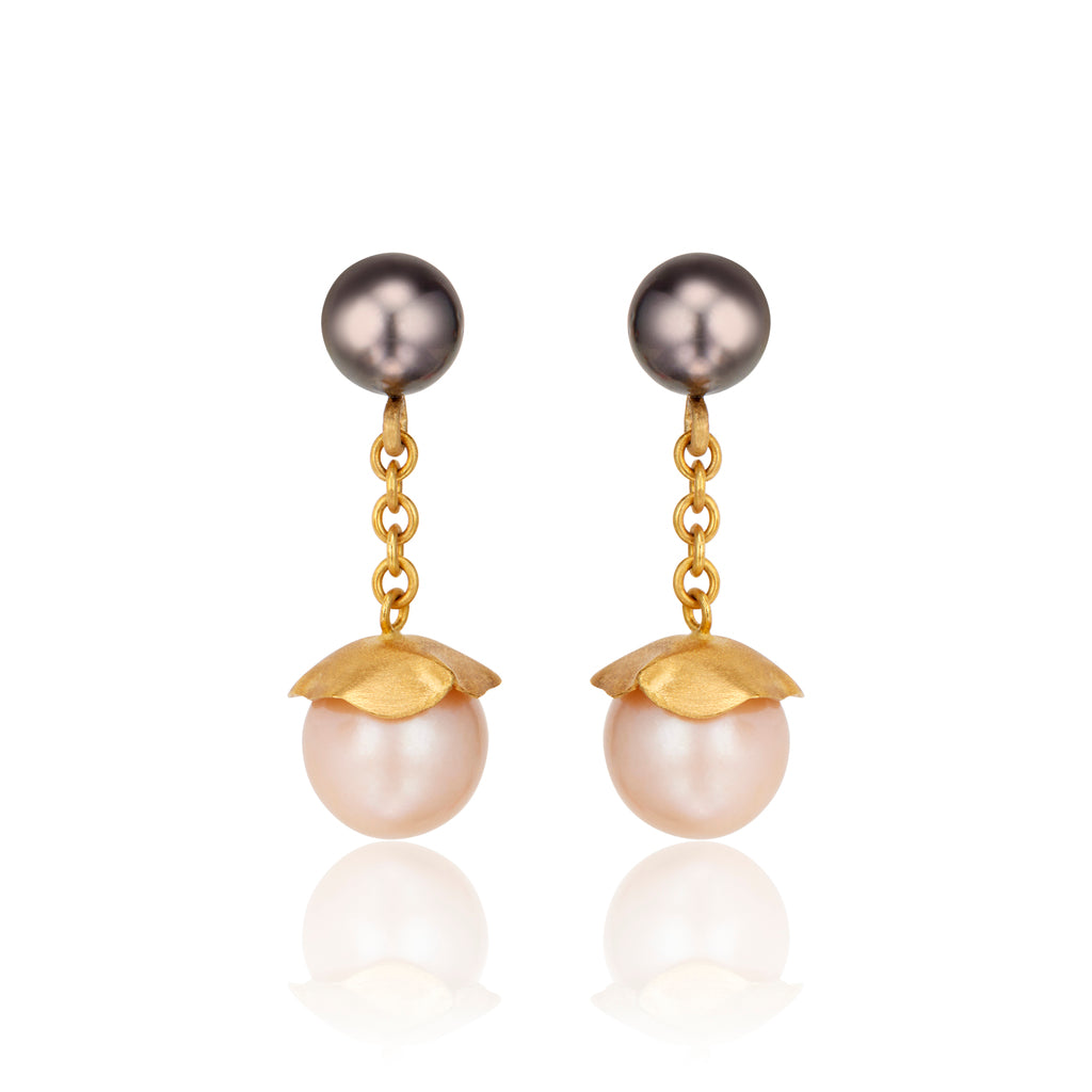 Ball and Chain Pearl Cuff Links